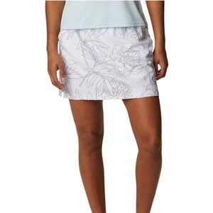 Columbia Womens Skort Small White Grey Floral Active Golf Tennis Hiking Shorts